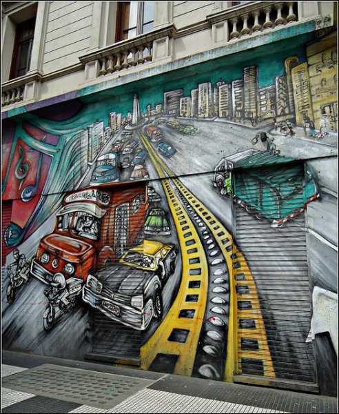 Граффити пейзаж города