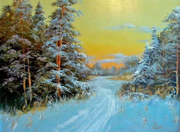 Леднев Александр Алексеевич . Зимний пейзаж.