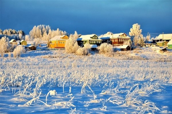Русская деревня зимой