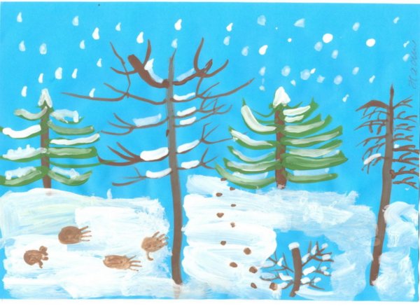 Зимний лес рисунок
