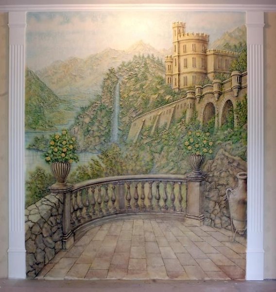 Объемная художественная роспись на стенах