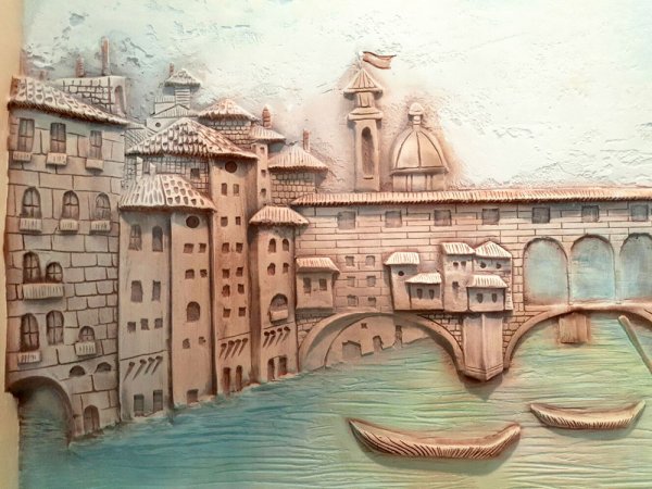 Барельеф пейзаж с мостом