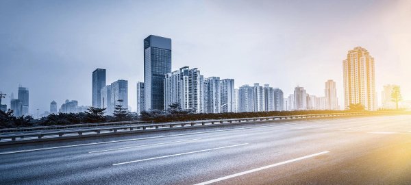 Панорама города закат