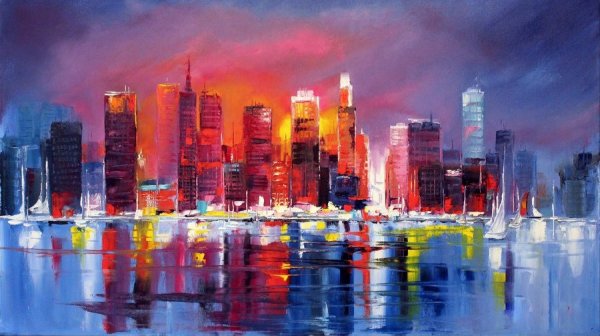 Картина маслом город