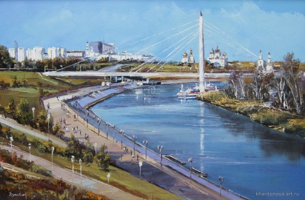 Тюмень набережная акварелью