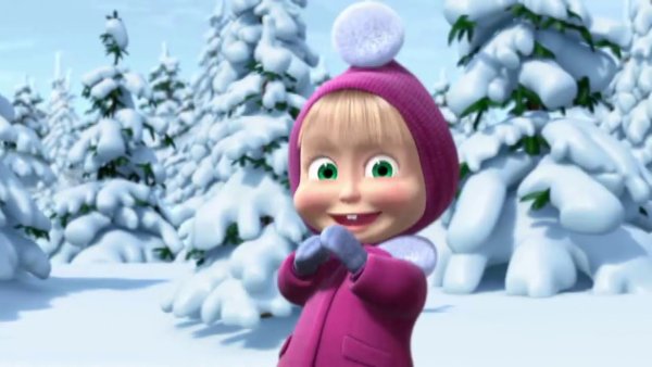 Маша из мультика Маша и медведь зимой