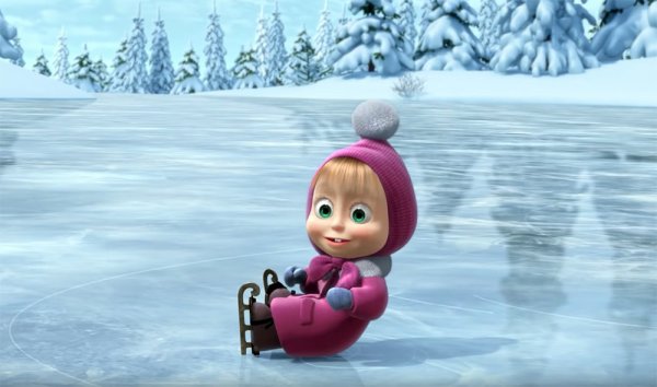 Маша из мультика Маша и медведь зимой