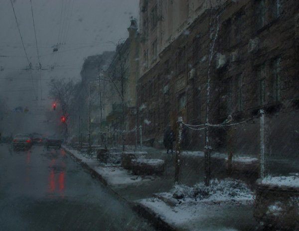 Пасмурная осень в городе