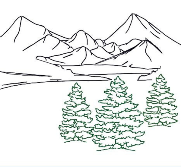 Горы карандашом для детей