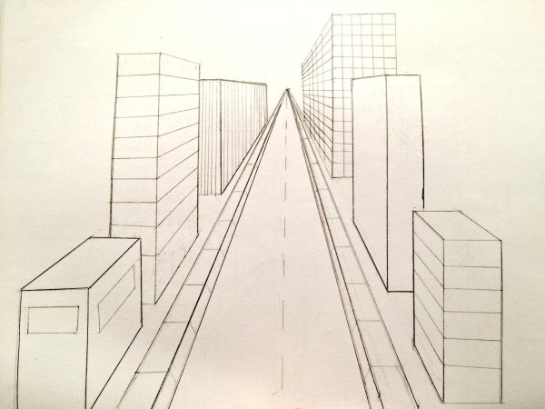 Линейная перспектива в рисунке город кл