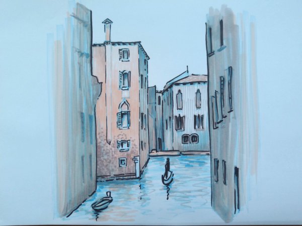 Городской пейзаж в стиле аппликации