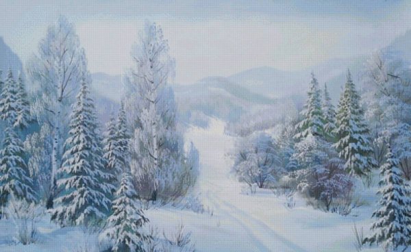 Рисование зимний лес