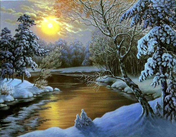 Зимний пейзаж вектор