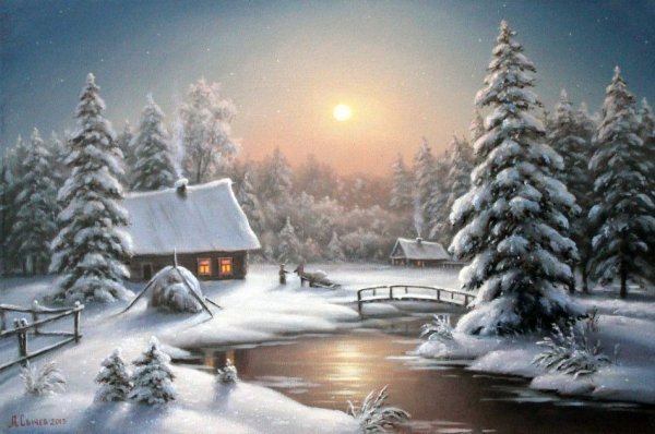 Художник Александр Найденов зимние пейзажи