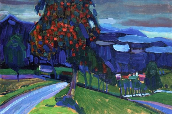 Василий Кандинский «пейзаж в Мурнау» 1908
