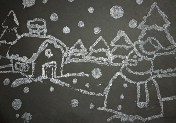 Рисование манкой и клеем