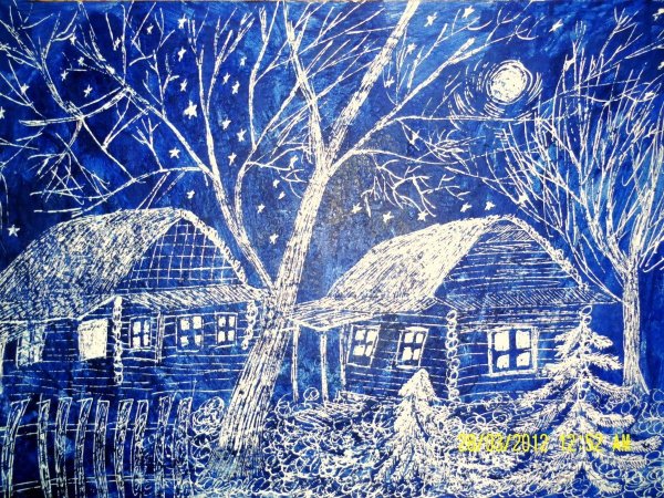 Техника граттаж зима