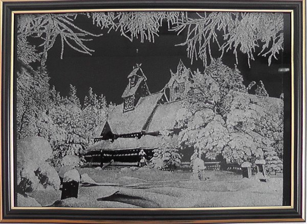 Зимний пейзаж на тонированной бумаге