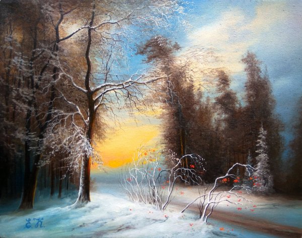 Леднев Александр Алексеевич . Зимний пейзаж.