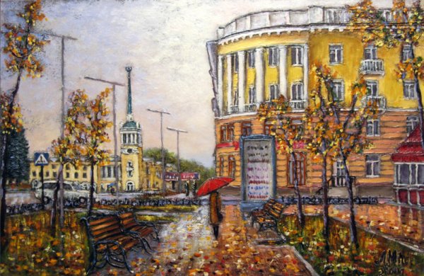 Картины Козлова Дмитрия улочки Москвы маслом