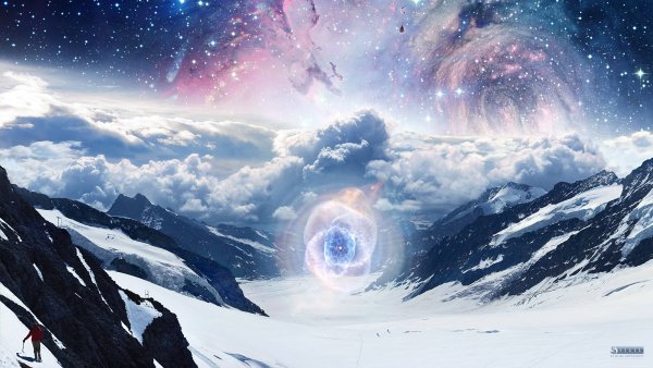 Космос на фоне гор