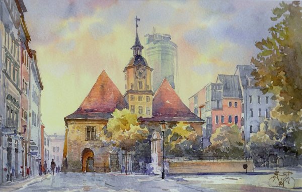 Города Европы акварель