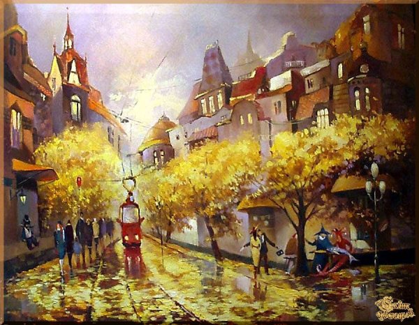 Картины Козлова Дмитрия улочки Москвы маслом