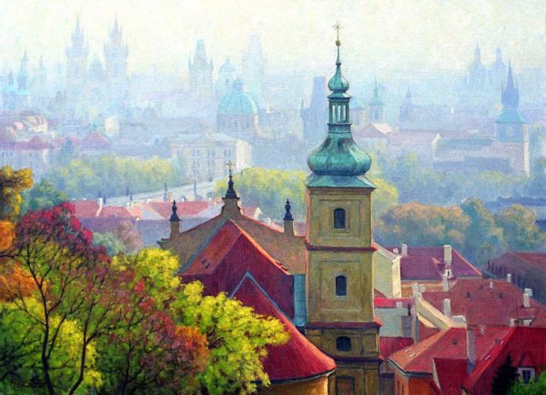 Пейзаж с красными крышами