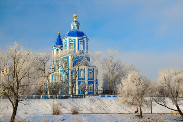 Покровский храм Тамбова зимой