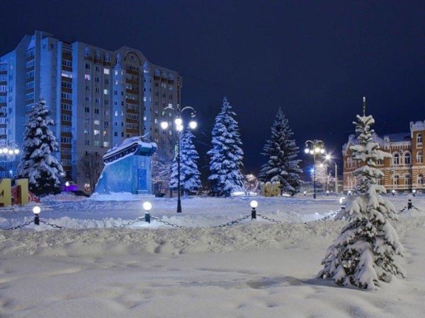 Парк Победы Тамбов зима