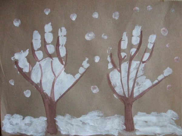 Нетрадиционное рисование на тему зима