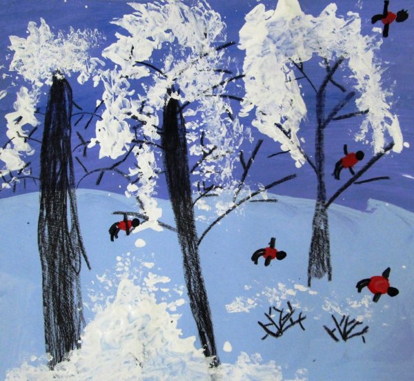 Рисование зимний пейзаж старшая группа