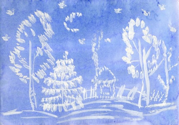 Зимний пейзаж рисунок