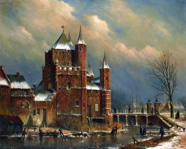 Корнелис спрингер картина городской пейзаж