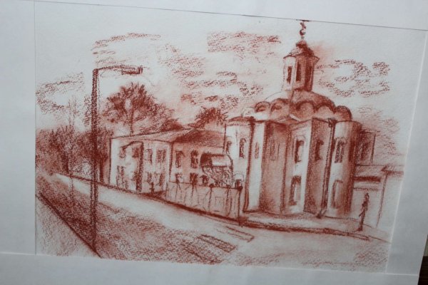 Архитектурные здания сангиной