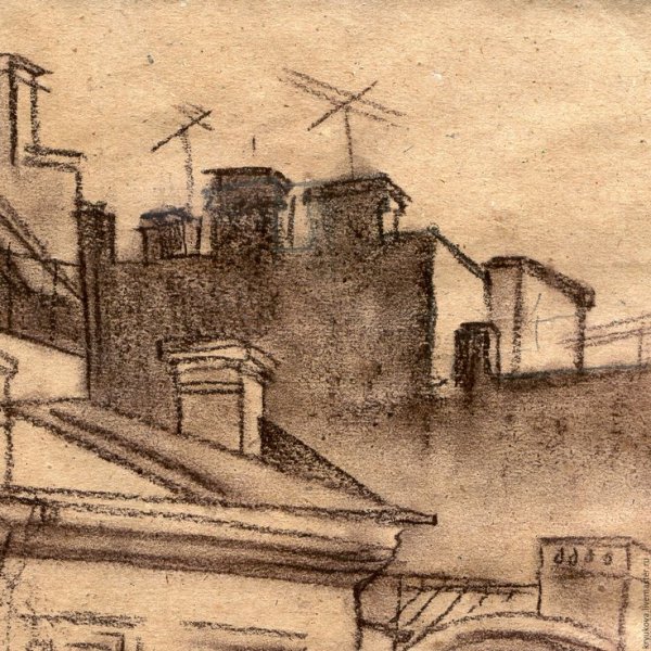 Графика сепия сангина горы