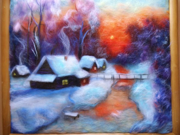 Пейзажи из валяной шерсти