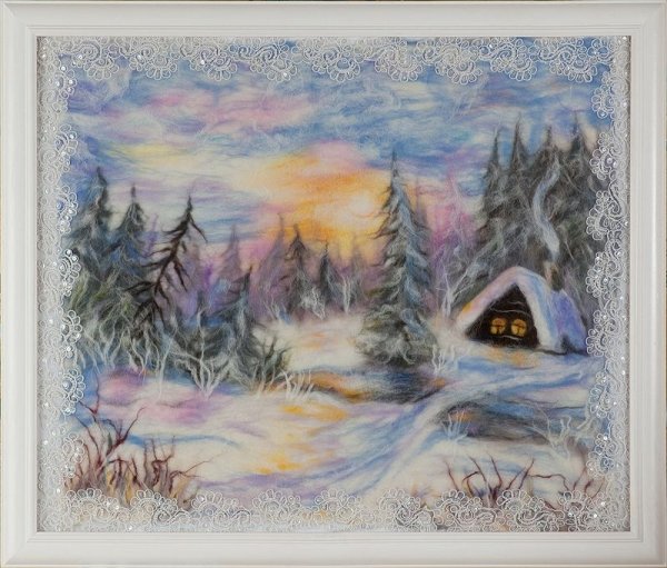 Зимний пейзаж шерстью