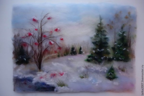 Зимний пейзаж шерстью