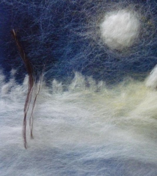 Зимняя картина из шерсти для детей