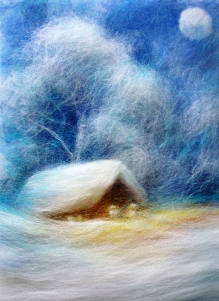 Пейзажи из валяной шерсти