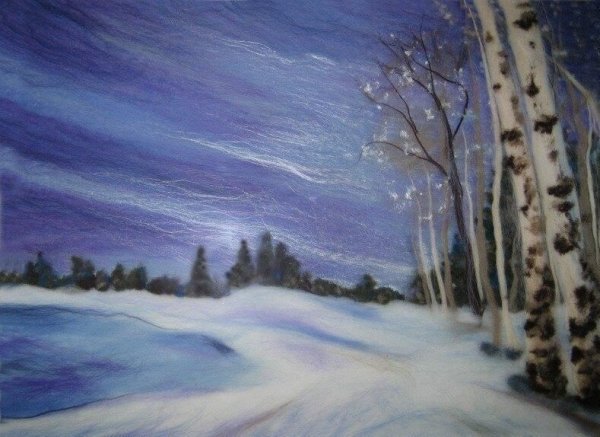 Шерстяная акварель зима