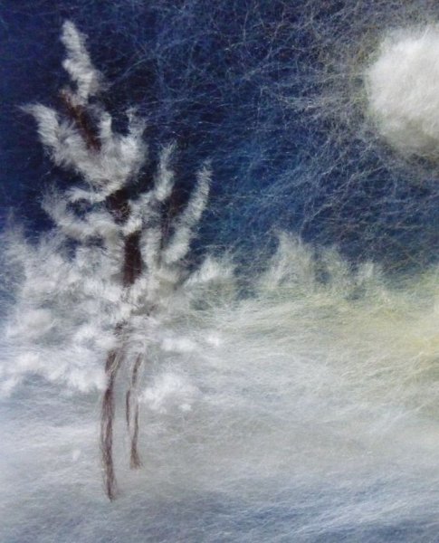 Зимняя картина из шерсти