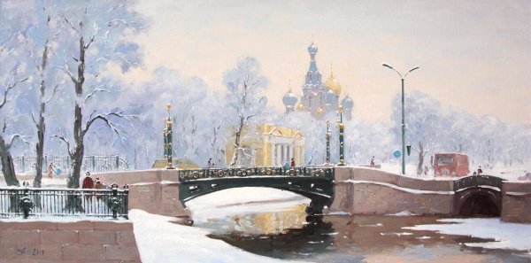 Зимний Санкт Петербург зимний дворец акварель