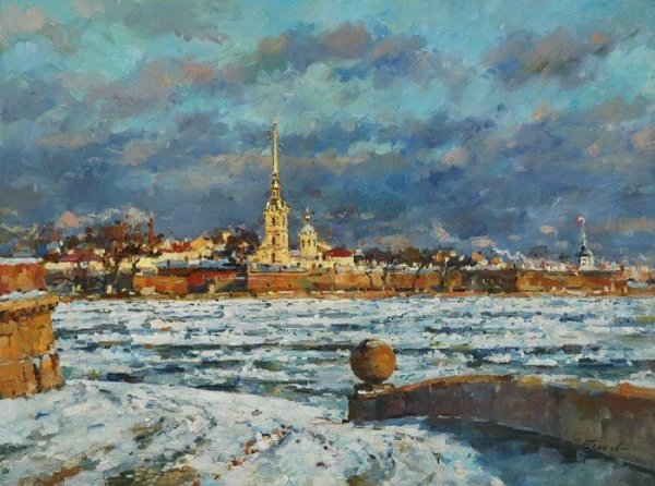Городской пейзаж Петербург холст масло Сергей Демиденко