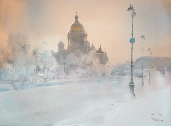Сергей Темерев акварель Петербург