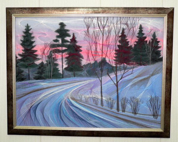 Зимний пейзаж в технике изонить