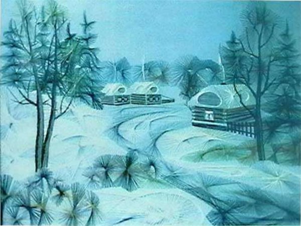 Зимнее панно из ниток