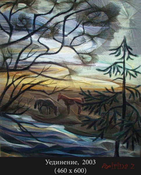 Зимний пейзаж в технике изонить