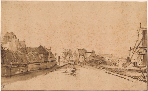 Рембрандт пейзаж офорт Голландия XVII В